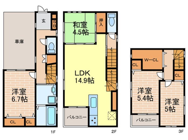 松下町一戸建て貸家の物件間取画像